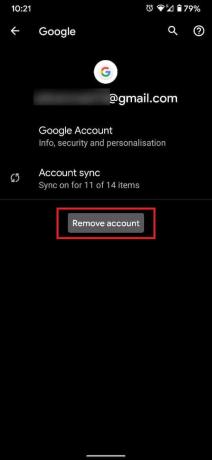 tocca " Rimuovi account" per rimuovere l'account dal tuo dispositivo Android.