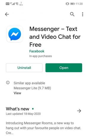 Sobald die App aktualisiert wurde, versuchen Sie es erneut | Probleme mit dem Facebook Messenger-Chat beheben