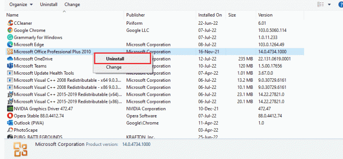 アンインストール。 Outlookを修正すると、正しく機能しない原因となるエラーが発生しました