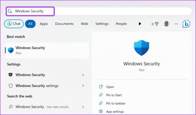 _Windows Security في قائمة ابدأ