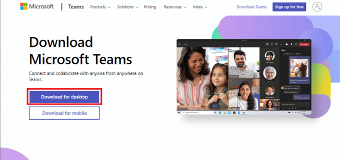 Scarica la pagina di Microsoft Teams
