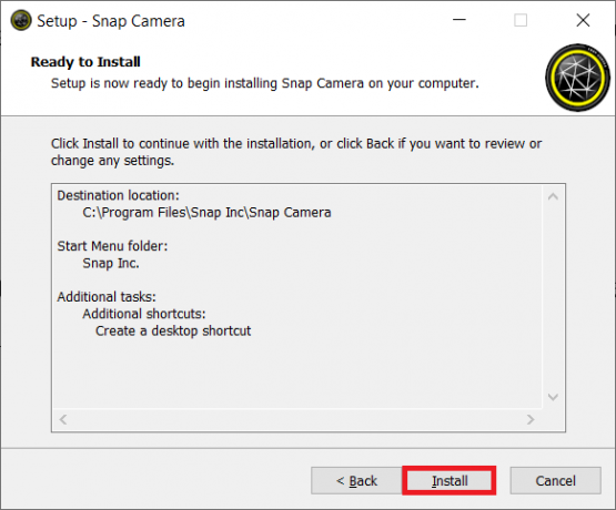 Spustelėkite Įdiegti. Kaip naudoti „Snap Camera“ sistemoje „Google Meet“.