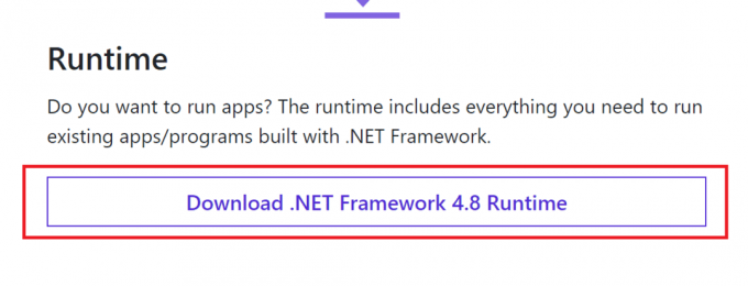 fare clic sull'ultimo .NET Framework 