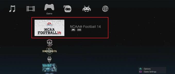 valitse NCAA Football 14 -peli HDD-tunnisteella