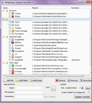 Jumplist Launcher vous permet de créer des listes de raccourcis personnalisées dans Windows 7