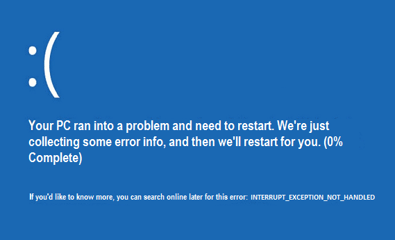 Opraviť chybu prerušenia, ktorá sa nespracovala, Windows 10