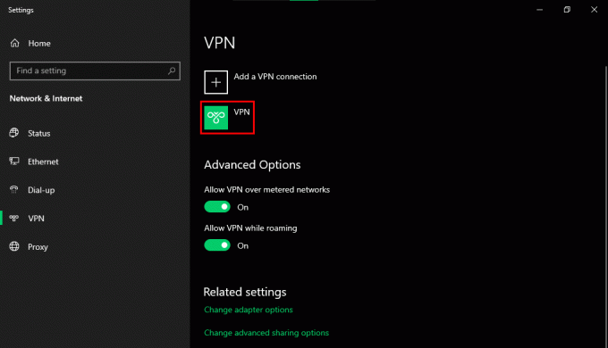 Spustelėkite ką tik sukurtą VPN pavadinimą.