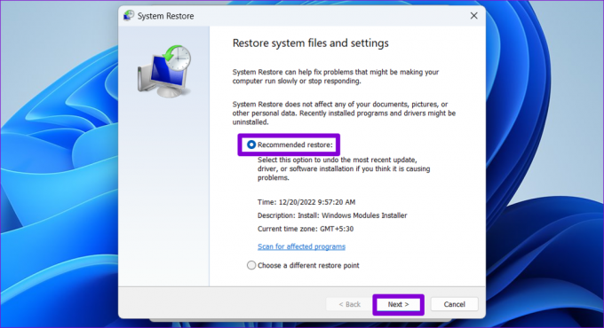 Punkt przywracania systemu Windows 11