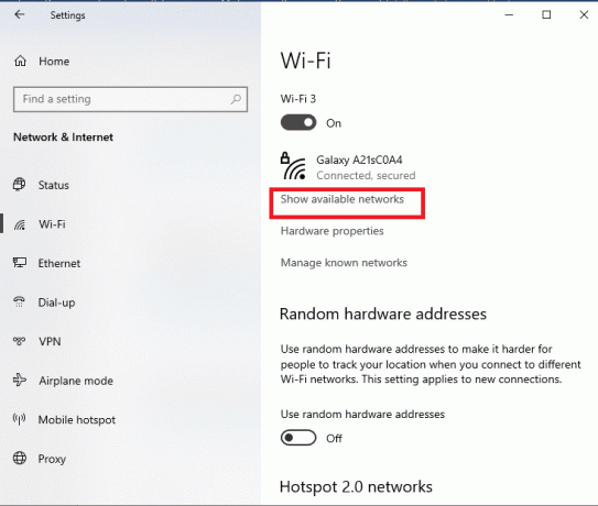 Kliknij opcję Pokaż dostępne sieci, aby wyszukać sieci Wi-Fi | Darmowy kod próbny hotspotu WiFi Cox