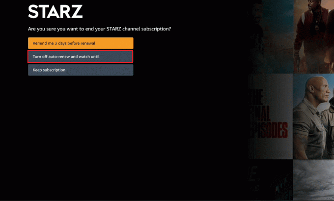 klikk på Slå av automatisk fornyelse og se frem til [fornyelsesdato] | Hvordan kansellerer jeg Prime Video Channel-abonnement