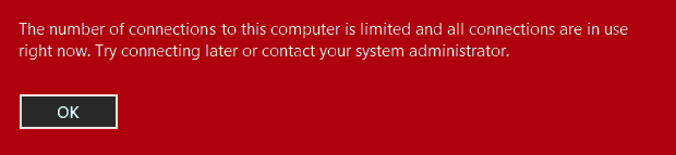 إصلاح عدد الاتصالات لهذا الكمبيوتر محدود