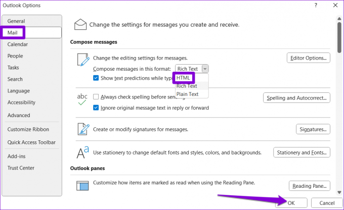 Módosítsa az Outlook e-mail formátumát