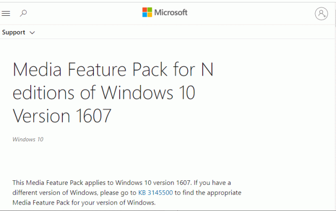 გადადით Windows Media Feature Pack გვერდზე