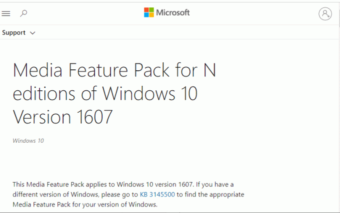 accedere a questa pagina di Windows Media Feature Pack