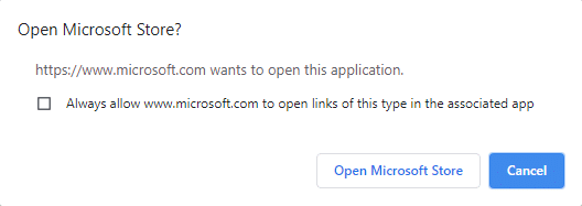 Ovdje kliknite Otvori Microsoft Store i nastavite dalje.