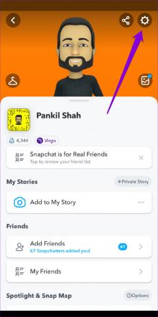 Atidarykite „Snapchat“ programos nustatymus