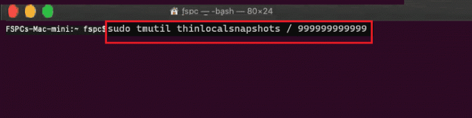 příkaz sudo tmutil thinlocalsnapshots v terminálu mac. Opravit Boot Camp Assistant Nedostatek místa
