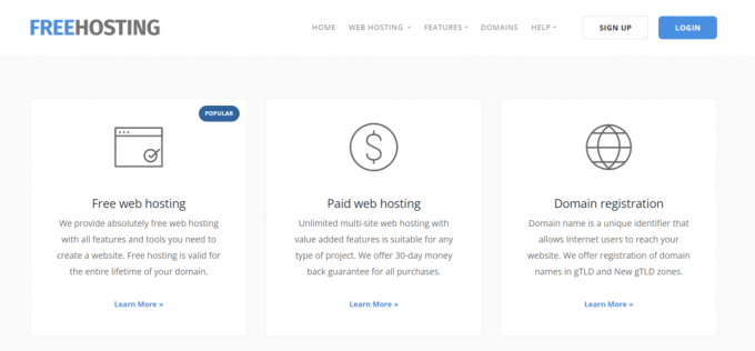 freehosting webbplats