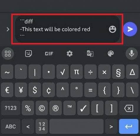 Um die rote Farbe zu erhalten, verwenden Sie den Befehl diff.