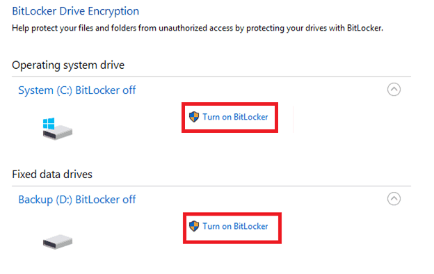 Wybierz, czy zawiesić, czy wyłączyć funkcję BitLocker.