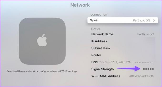 controlla la potenza del segnale Wi-Fi su Apple TV