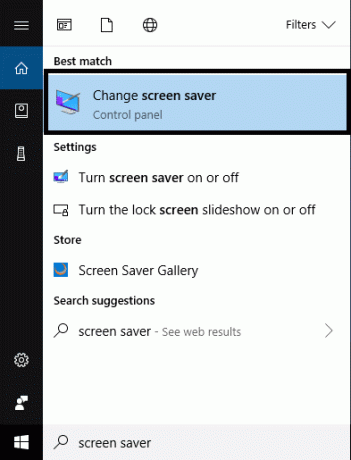 Windows Arama'ya ekran koruyucu yazın ve ardından Ekran Koruyucuyu Değiştir'e tıklayın