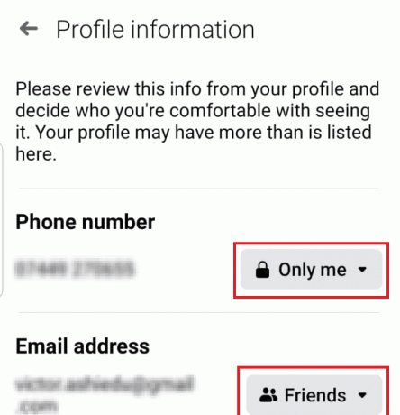 modifiez le paramètre de confidentialité de votre numéro de téléphone sur Moi uniquement. | Rendre la page ou le compte Facebook privé