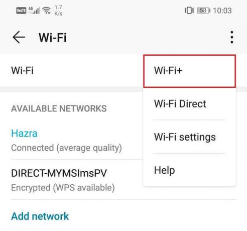 Selecteer in het vervolgkeuzemenu Wi-Fi+