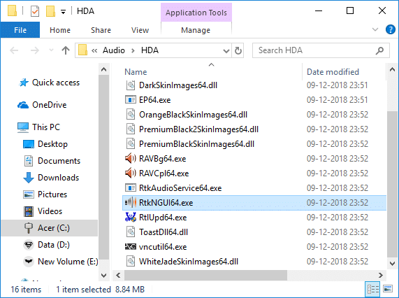 Κάντε διπλό κλικ στο RtkNGUI64.exe για να ανοίξετε το Realtek HD Audio manager