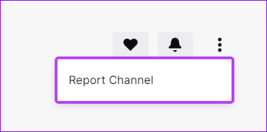 trykk på rapportkanal for å rapportere en bruker på Twitch