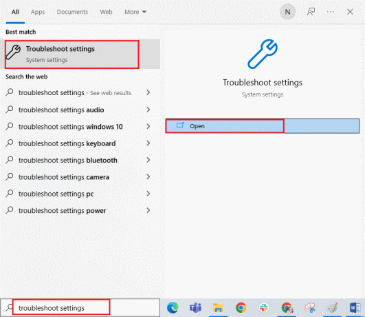 atidarykite Trikčių šalinimo nustatymus. Ištaisykite „Bluetooth“ ausinių mikčiojimą sistemoje „Windows 10“.