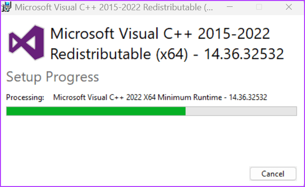 A Visual C újraterjeszthető telepítésének javítása 5