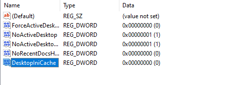 Zmień nazwę wartości na DesktopIniCache