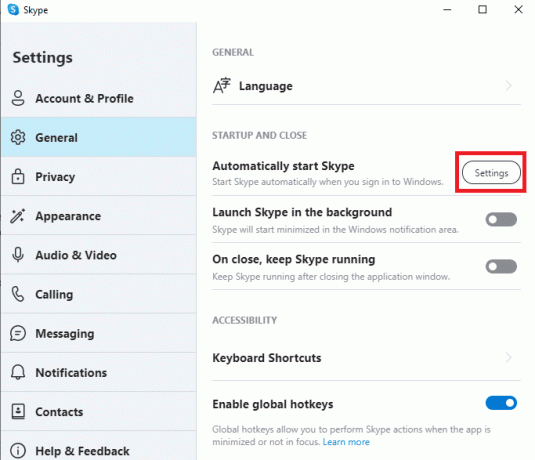 Faceți clic pe butonul Setări pentru Porniți automat Skype. Cum să opriți Skype de la dezactivarea altor sunete