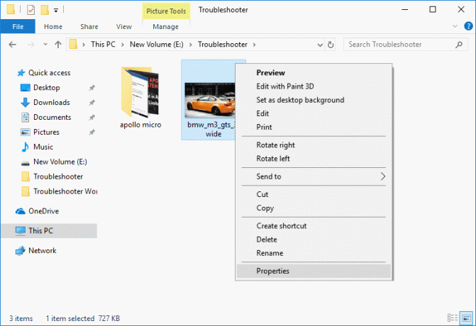 Kliknij prawym przyciskiem myszy plik lub folder, który chcesz skompresować (zip) i wybierz Właściwości