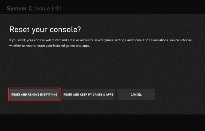 เลือกรีเซ็ตและลบทุกอย่าง แก้ไขข้อผิดพลาด Xbox Live 8015190e