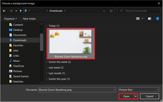 Datei-Explorer-Fenster mit geöffnetem Downloads-Ordner | Wie verwischt man den Hintergrund in Zoom?