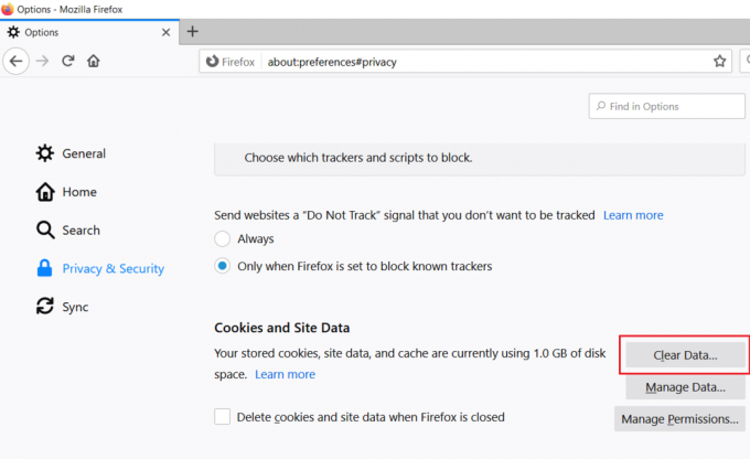 Nella sezione privacy e sicurezza fai clic sul pulsante " Cancella dati" da Cookie e dati del sito