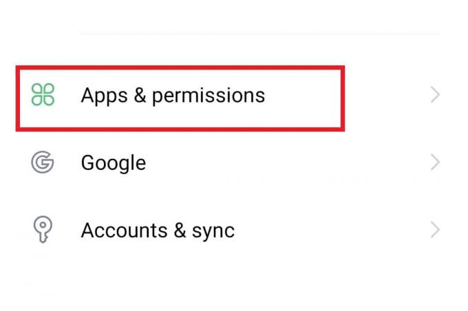 Abra Aplicativos e permissões | Erro 400 do YouTube no Android