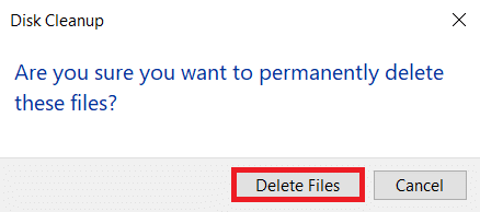 Нажмите «Удалить файлы» в появившемся всплывающем окне.