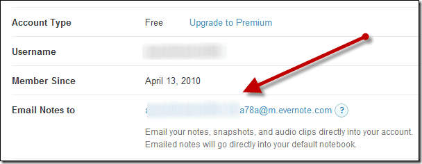 Evernote Надсилайте нотатки електронною поштою