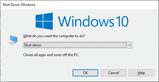 Drücken Sie nun gleichzeitig die Tasten Alt und F4. Beheben Sie den Fehler „Handle ist ungültig“ in Windows 10