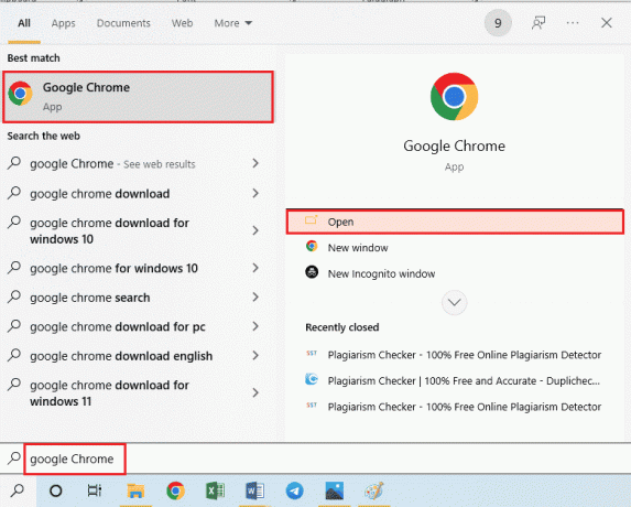 käynnistä Google Chrome -sovellus 