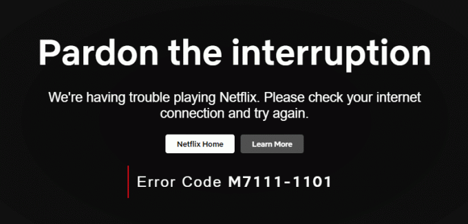 קוד שגיאה של Netflix M7111 1101