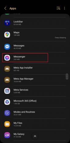 Vieritä alas ja valitse Messenger-sovellus. 10 tapaa korjata Facebook Messenger -puhelut, jotka eivät soi