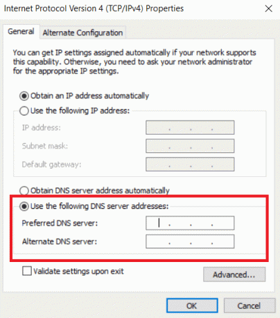 คลิกที่ใช้ที่อยู่เซิร์ฟเวอร์ DNS ต่อไปนี้เพื่อเปิดใช้งาน แก้ไข Twitch ไม่ทำงานบน Chrome