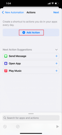 stuknij Dodaj akcję | Jak zaplanować wiadomość tekstową na telefonie iPhone 11, 12 i 13