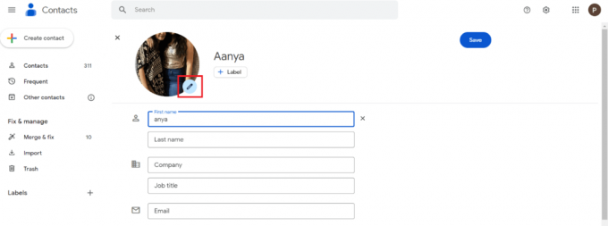 Klicka på redigeringsikonen | hur man visar Gmail-profilbild på andra användare 