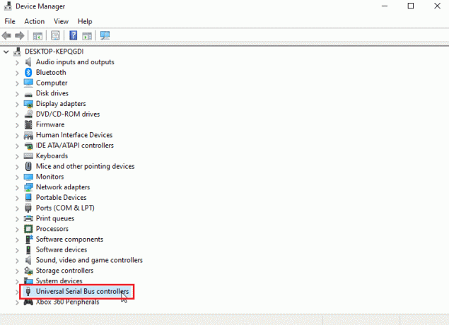 คลิกขวาที่คอนโทรลเลอร์ Universal Serial Bus