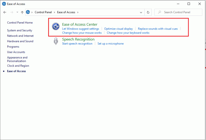 faceți clic pe Centrul de ușurință de acces. | Remediați fundalul negru al desktopului în Windows 10